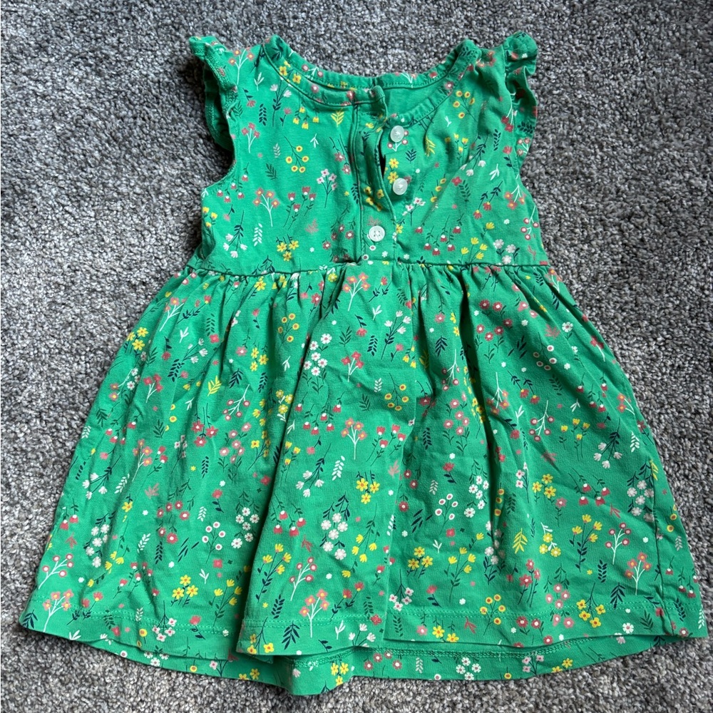 5/$15 Carter's Green Floral Kids Dress